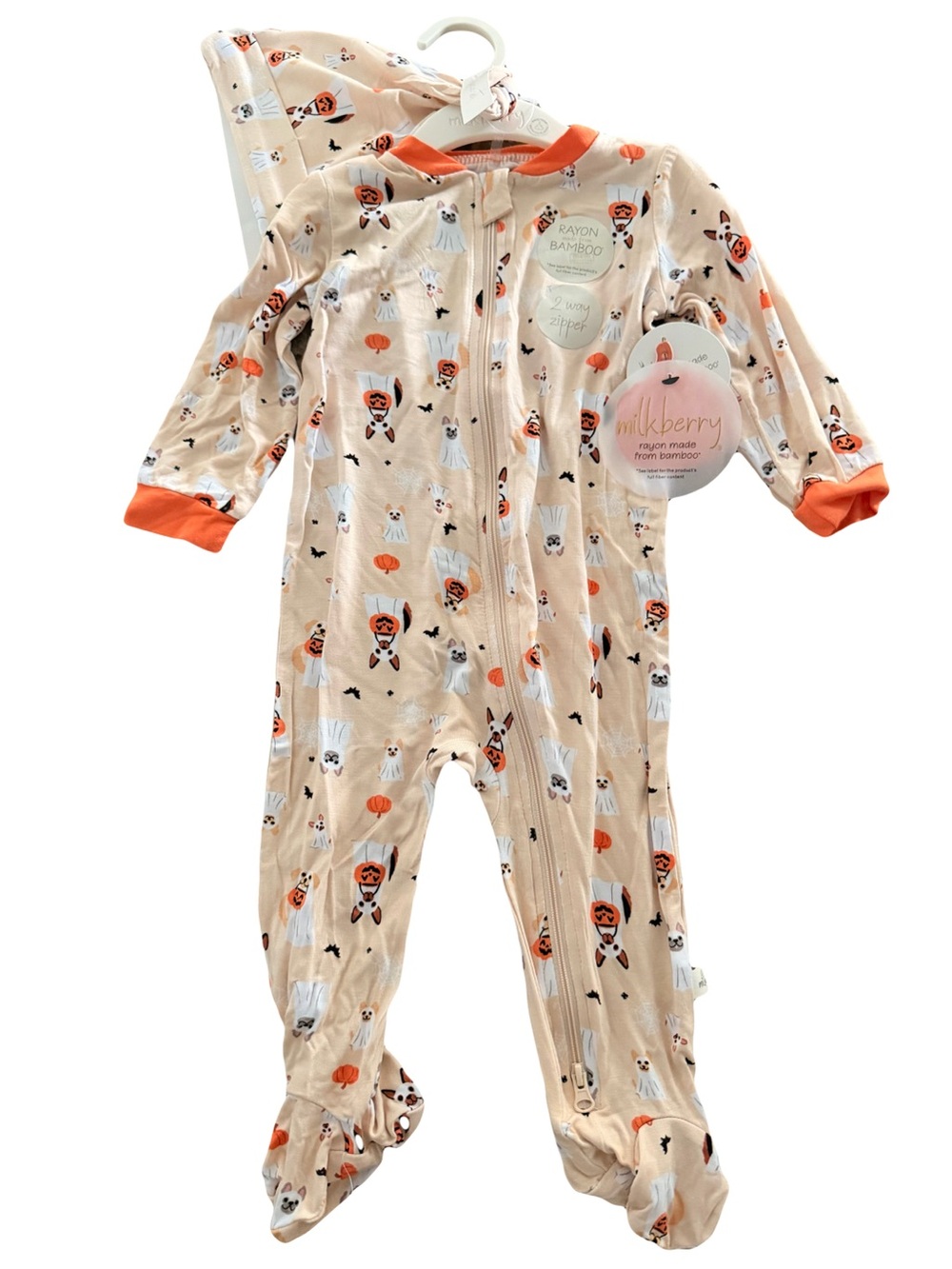 Milkberry Halloween dogs Bamboo Baby sleeper pajamas One-Piece 6-9 months